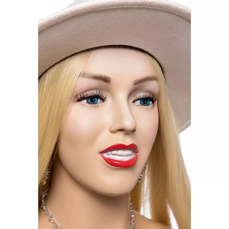 H12 Female Mannequin Head with Shoulder for Hat Display Manikin Head with Shoulder for Wig Jewelry Makeup Display
