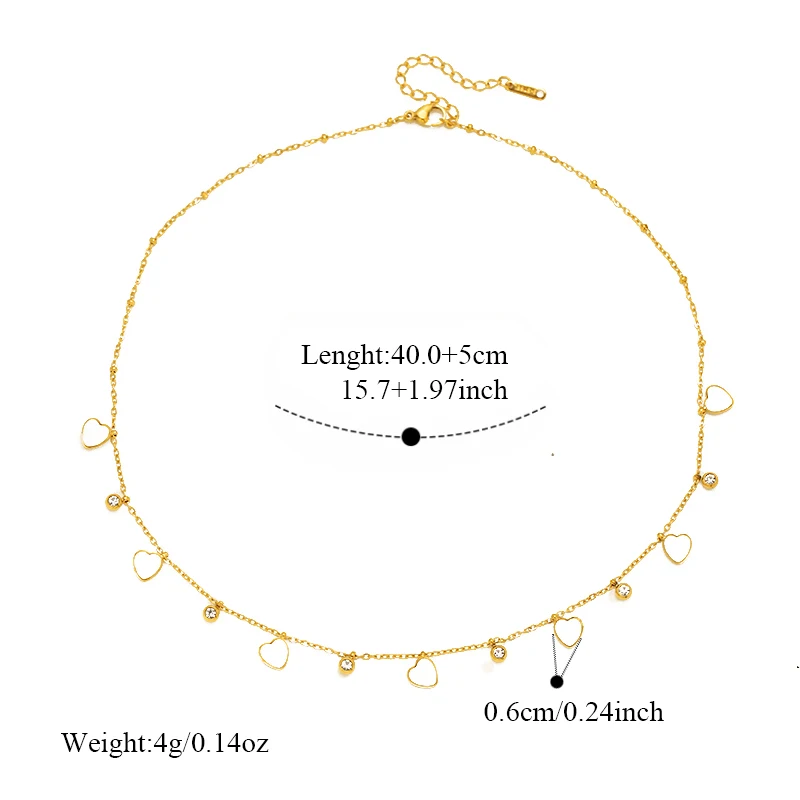 EILIECK Damen Minimalistisches Herz-Liebesanhänger Zirkon-Kettenhalskette 18K Gold PVD-beschichteter Edelstahl Modeschmuck Geschenk – Detail 15