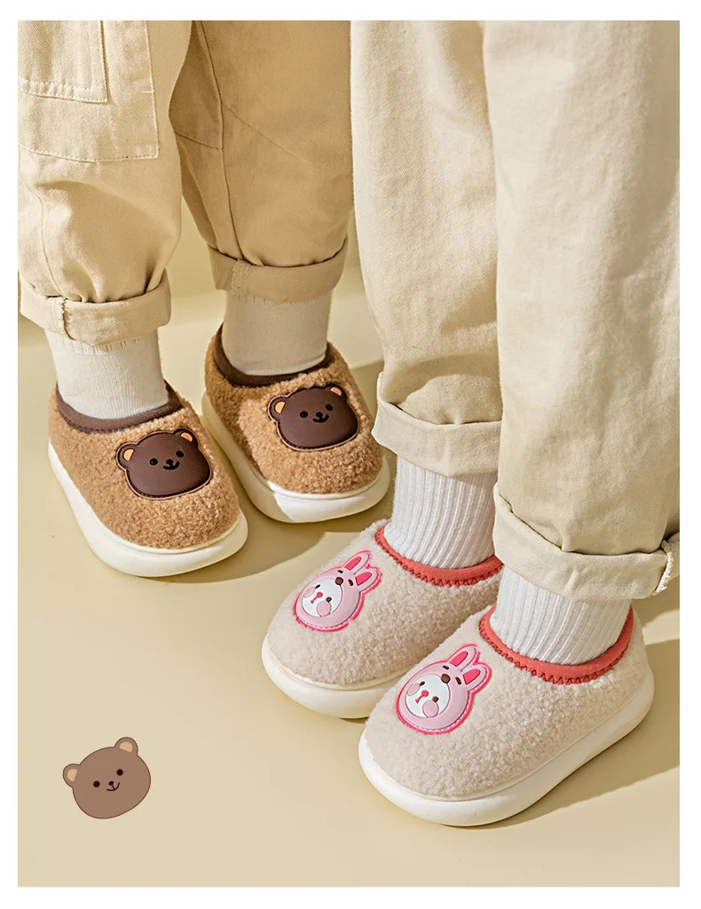 Children Home Shoes Cashmere Cotton Slippers Kids Warm Shoes Boys Girls Slippers Indoor Home Wrapped Heel Winter Baby Kids Shoes