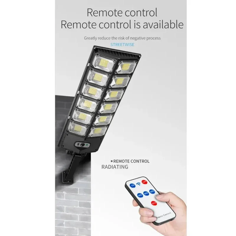 Outdoor Solar LED Lights Waterproof 8000 Lm Super Bright Wall Lamp With Motion Sensor Remote Control Garden Street Light