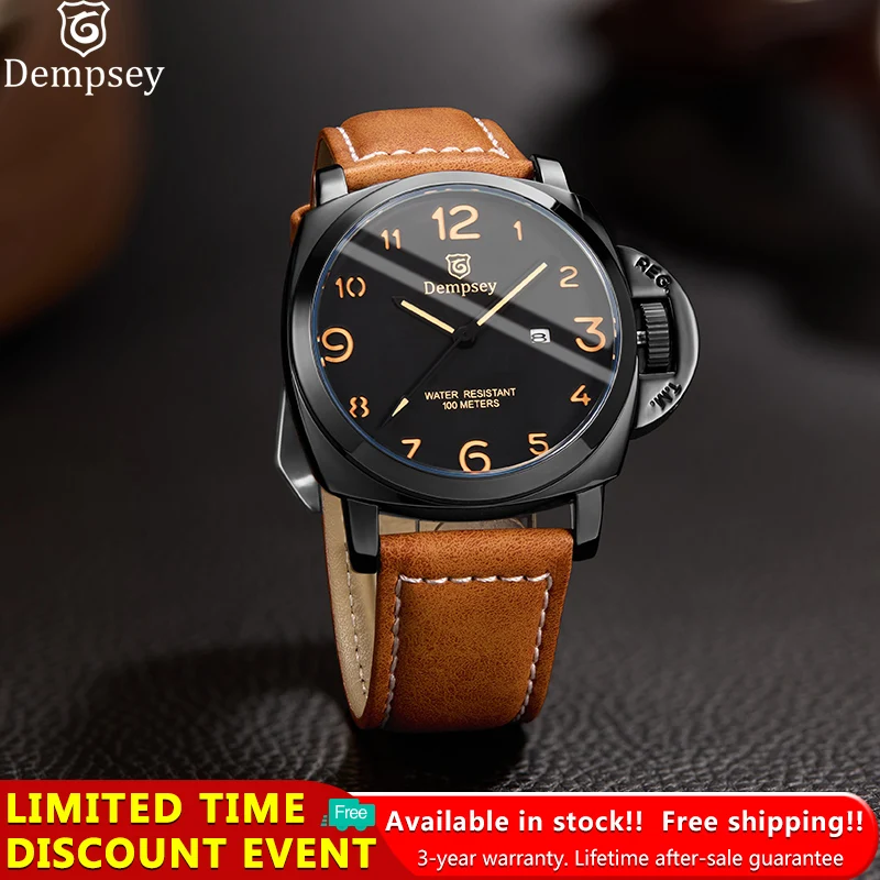 Dempsey Automatic Mechanical Men's Watch Original Stainless Steel Waterproof Watches Luminous Business Casual Luxury Wristwatch