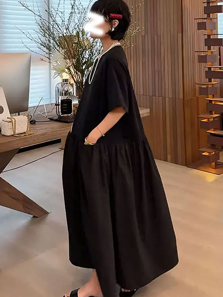 Bla Long Svel Dr femmes été 2025 Simple t-shirt style décontracté Dr viande dissimulant fleur bourgeon jupe coréenne Sle ample...