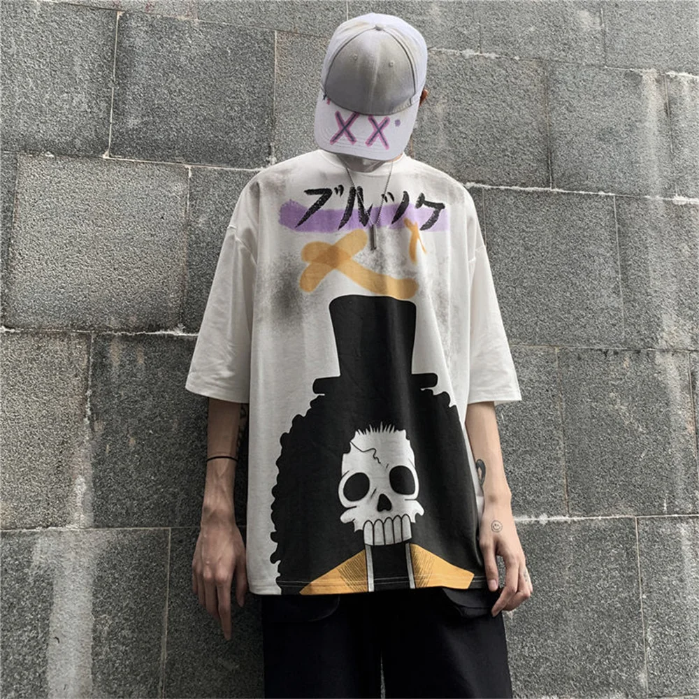 Oversize Harajuku Short Sleeve Tshirt Hip Hop Cool Men T Shirt Streetwear Funny Punk Loose T-Shirt Summer Gothic Skateboard