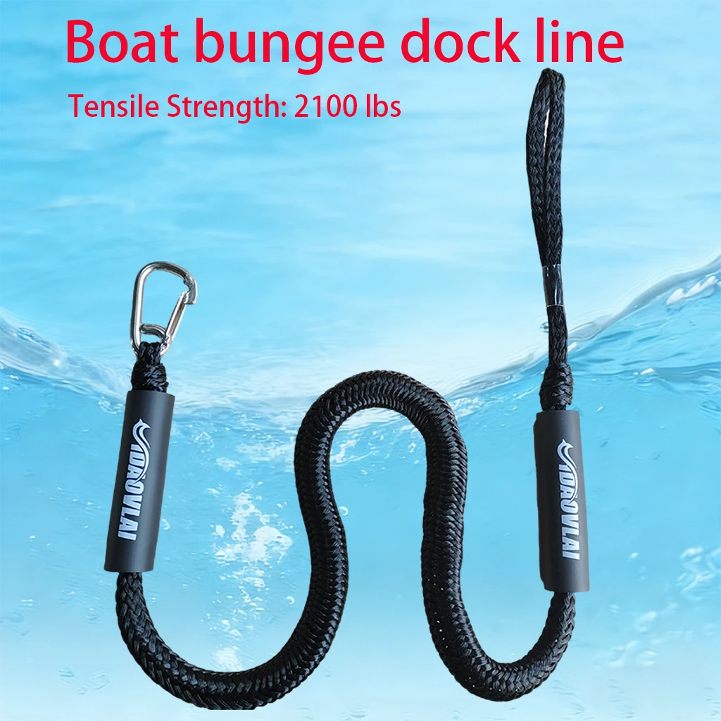 5フィート2本パック-バンジードックライン-ステンレススチールクリップ付き-衝撃吸収マリン係留ロープ-ボート-ジェットスキー-カヤック用