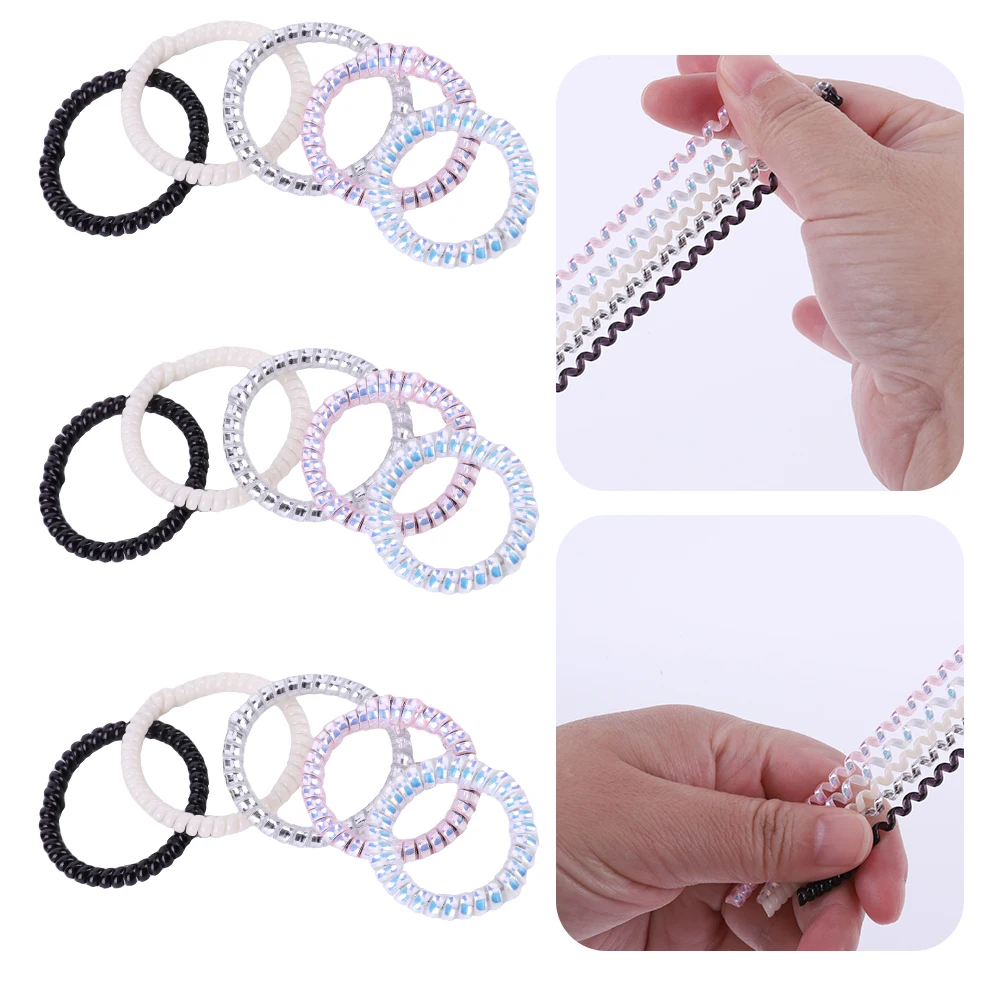 5Pcs Idol Doll Anti Drop Buckle Coil Plastic Keychain Winding Rope Anti Lost Coil Winding Fixed Rope for Dolls Pendants