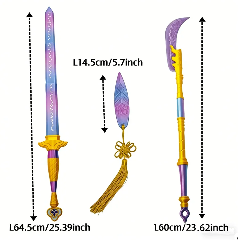 Upgraded Symbol Rumi Sword Prop Sets With Knife And Darts Fancy Cosplay Prop For Kids Telescopic Carnival Costume Prop Gifts