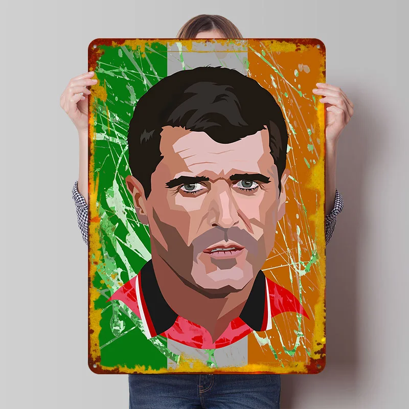 Man Utd Keane Flaggen-Druckposter, personalisierte Retro-Wandkunst, Vintage-Metallschilder für Fans, Hausdekoration, Garagendekoration, Raumdekoration