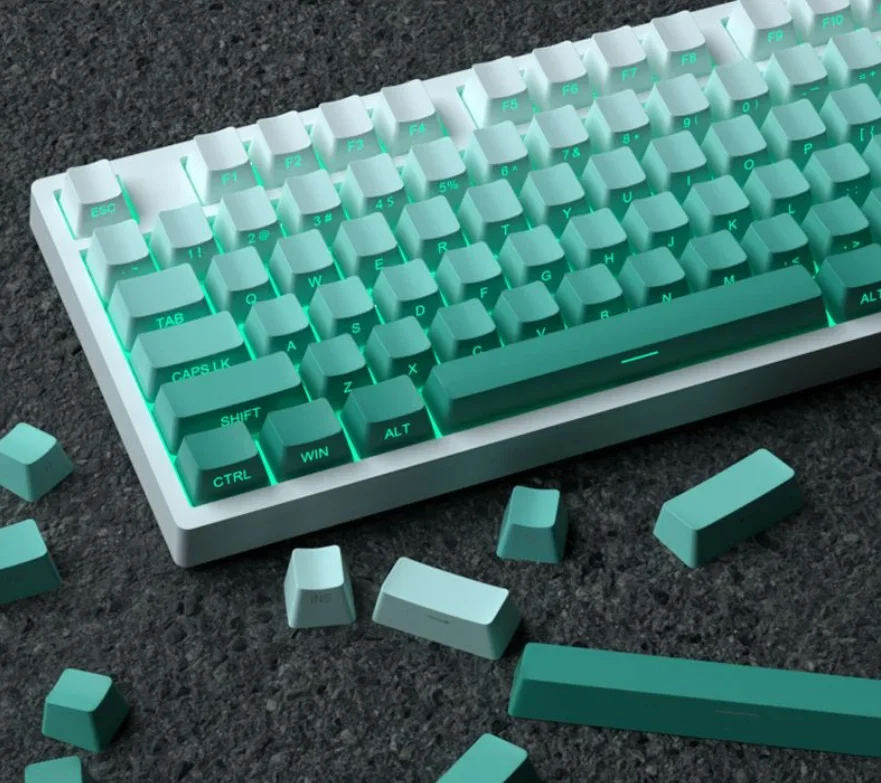 Keycaps verde gradiente OEM perfil retroiluminado transparente Seagrass Keycap PBT lado/superior imprimir Keycap algas marinas ForGK61 87 104 teclado