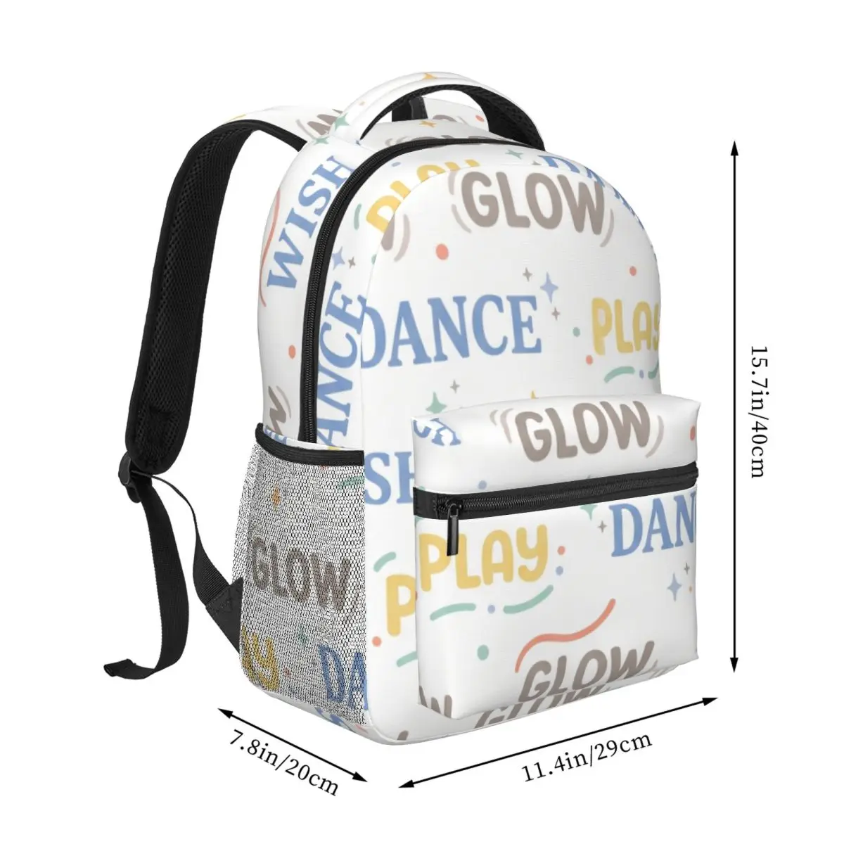 Simple Casual Backpack Allover Dance Play Words Preppy School Light Ground Lightweight Laptop Bookbag for Work School Daily Boys