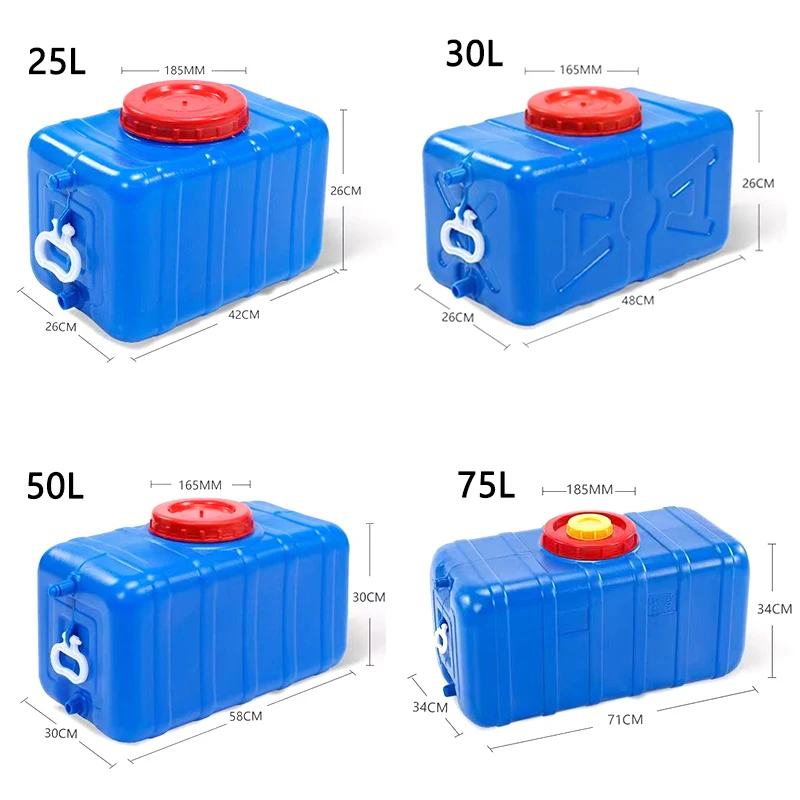 50L/75L Portable Large Capacity Water Storage Tank Drink Container Camping Water Storage Tank for RV Emergency Travel Horizontal