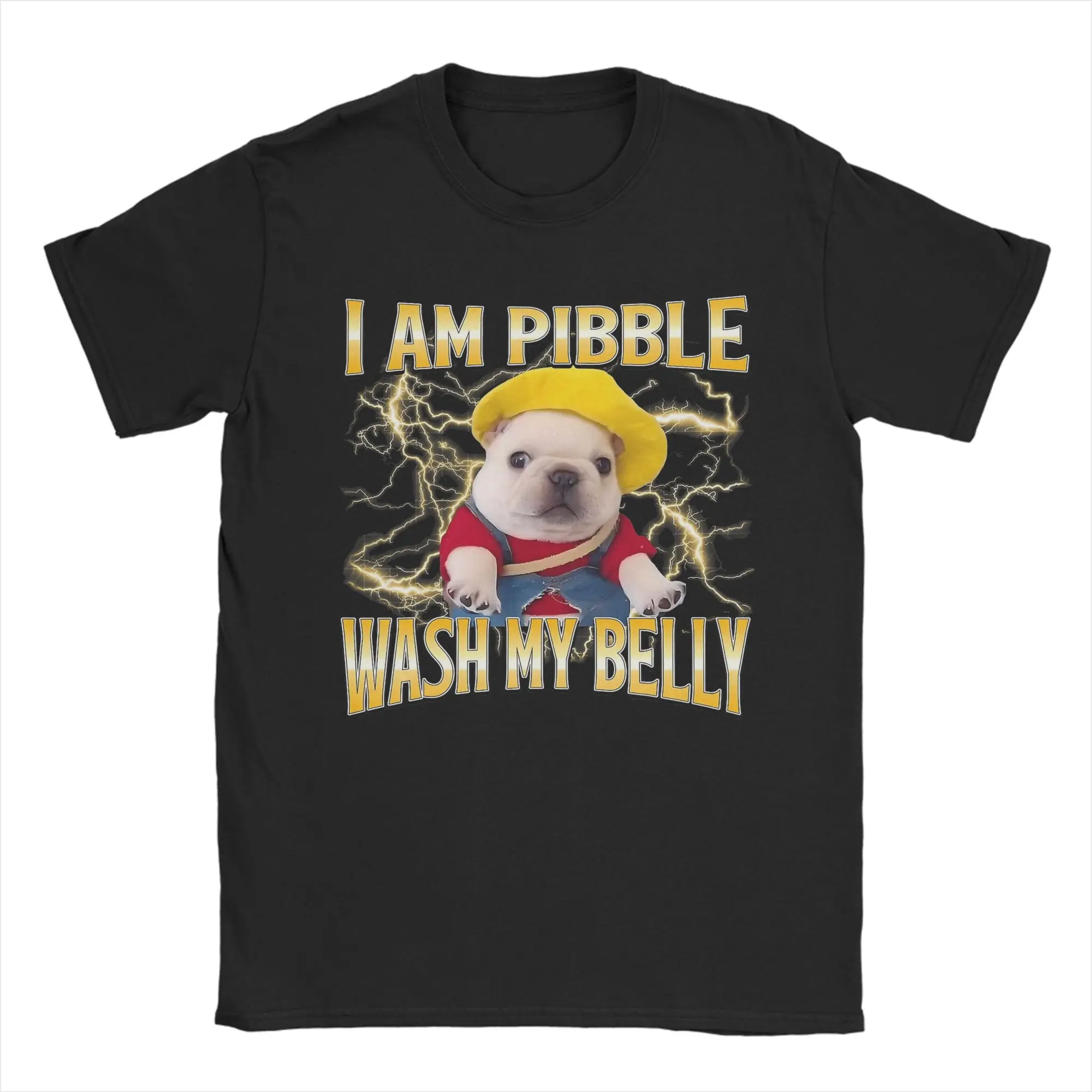 

Pitbull I am Pibble Dog Wash Clean My Belly Meme T Shirt Men Cotton Vintage T-Shirt Crewneck Tees Short Sleeve Clothes Original