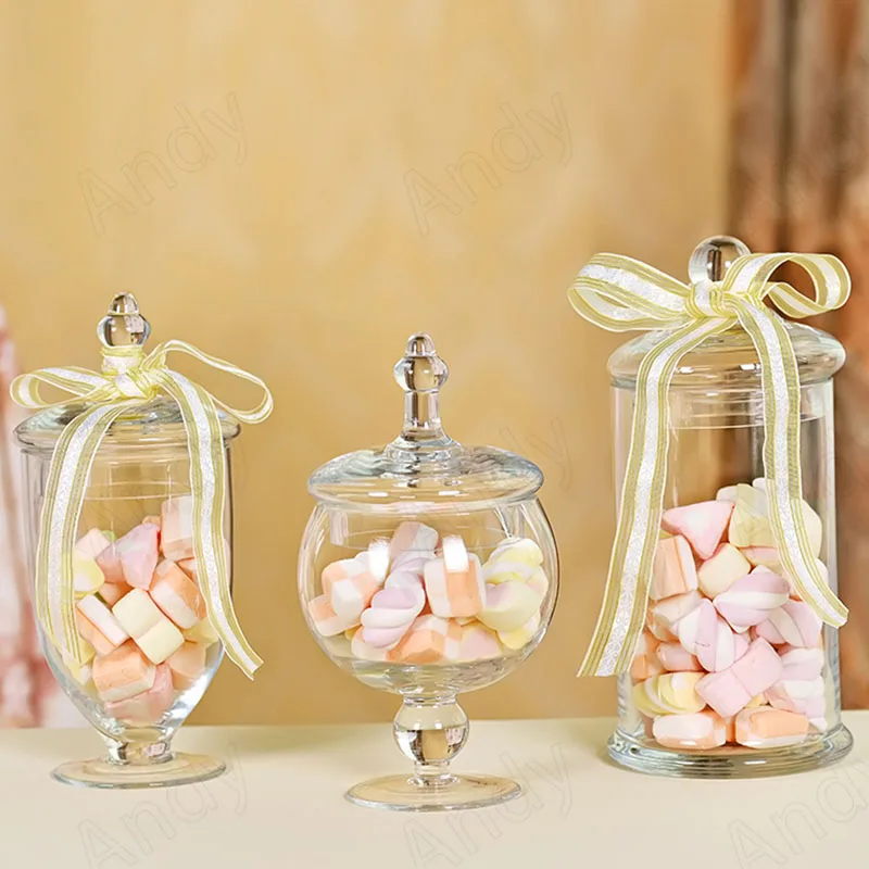 

Creative Glass Storage Jar with Lid Modern Western Restaurant Candy Jars Living Room Desktop Ornaments European Home Decoration