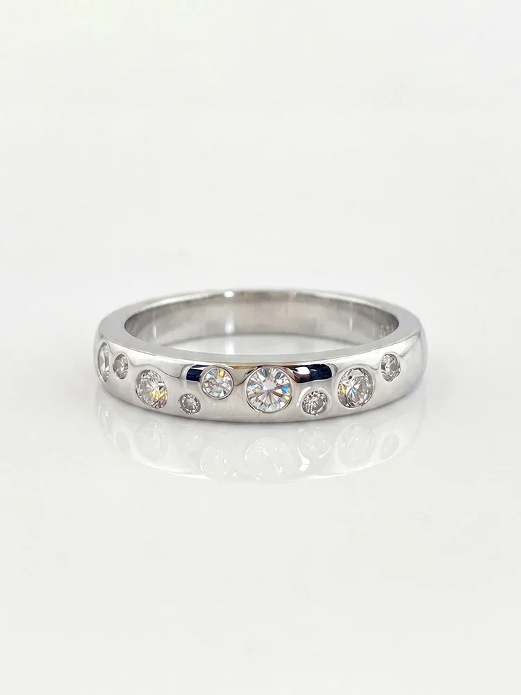 GRA Mode Echte Runde Moissanit-Diamantringe für Damen Verlobung Jubiläum 925 Sterling Silber Feiner Schmuck – Detail 3
