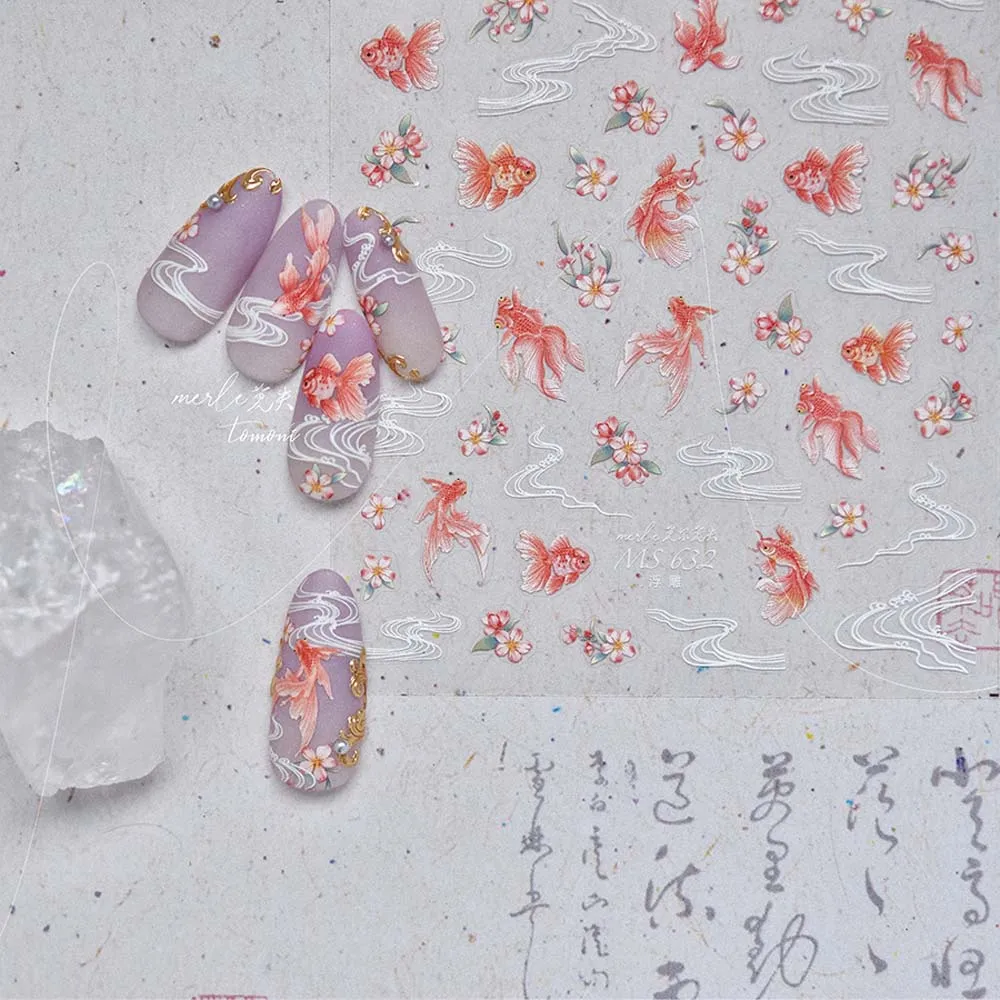 Sea Conch Star Ocean Nail Stickers Goldfish Shiny Glass Dolphin Jelly Ocean Nail Decals Nail Accessories Nail Supplies