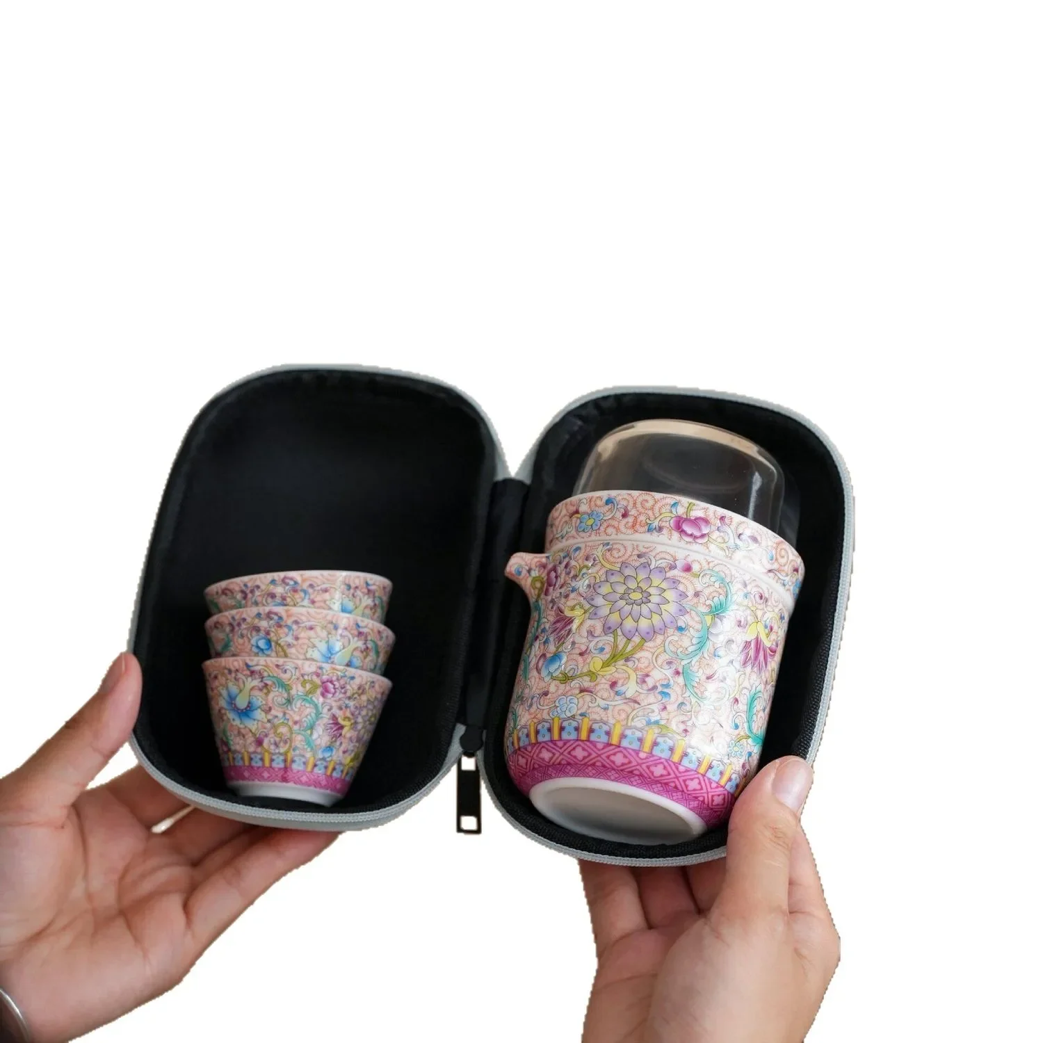 Tea Ceremony Set Designer Colorful Luxury Tool Set Enamel Travel Tea Set Set Outdoor Portable Quick Cup Outing Travel Tea Maker