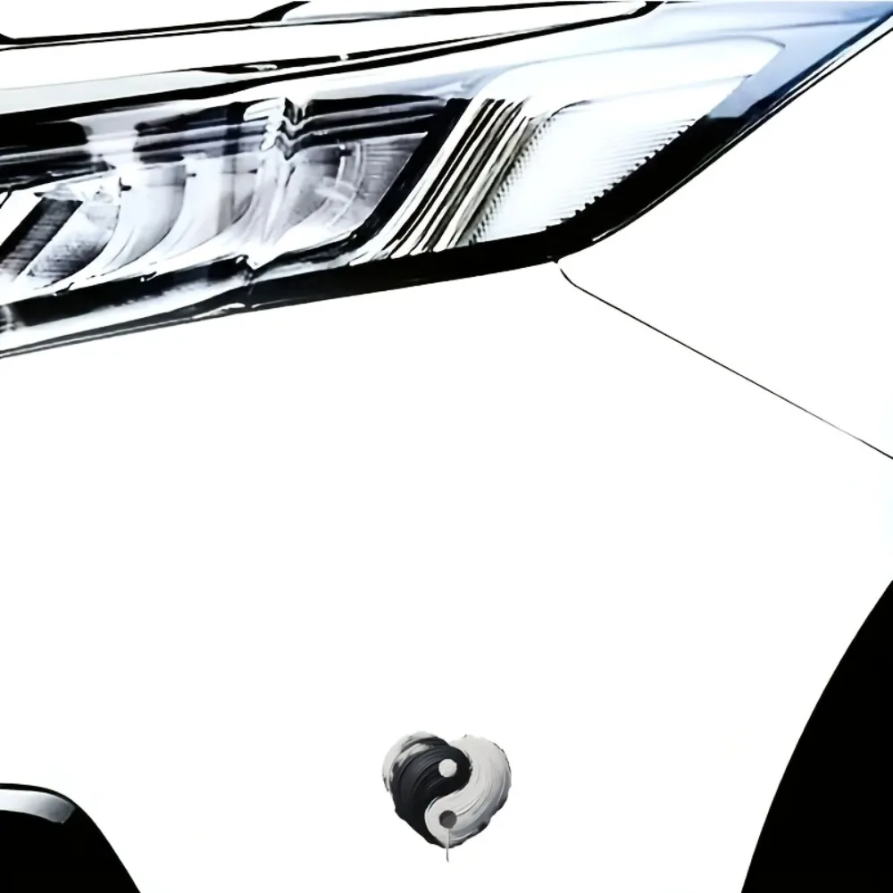 Heart-Shaped Black And White Yin-Yang Pattern High-Grade Waterproof Vinyl Stickers Suitable for s Trendy Win Car Laptop