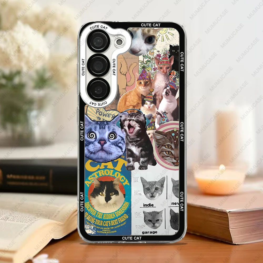 Cute and funny cat collage Phone Case For Samsung Galaxy S25 S20 S21 S22 S23 S24 FE Plus Ultra A54 A53 A52 A34 5G TPU Cover