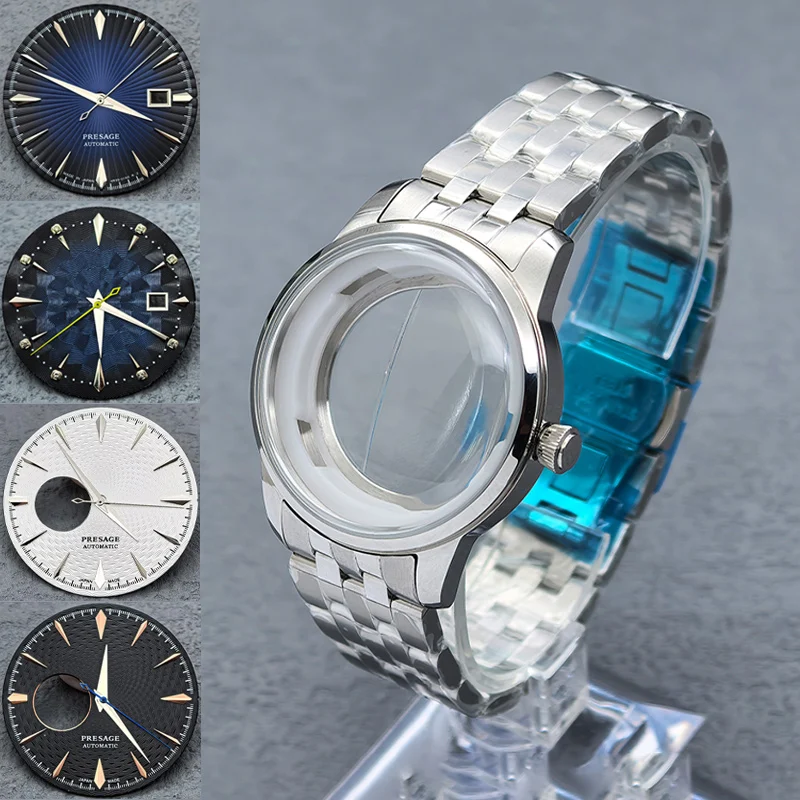 Silver NH35 Case 40mm Cocktail Watch Case Fits NH35 NH36 NH38 NH39 4R Movement 35mm NH35 Dial Arch Glass Transparent Back Cover
