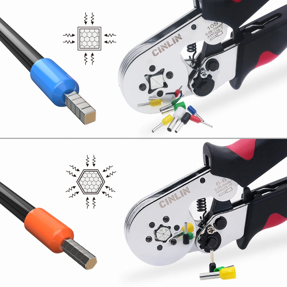 Tube Ferrule VE&TE Terminals Crimping Pliers Range Min 0.08mm Max10mm Set Hand Tools Electrician Crimper HSC8 6-4 6-6 10S