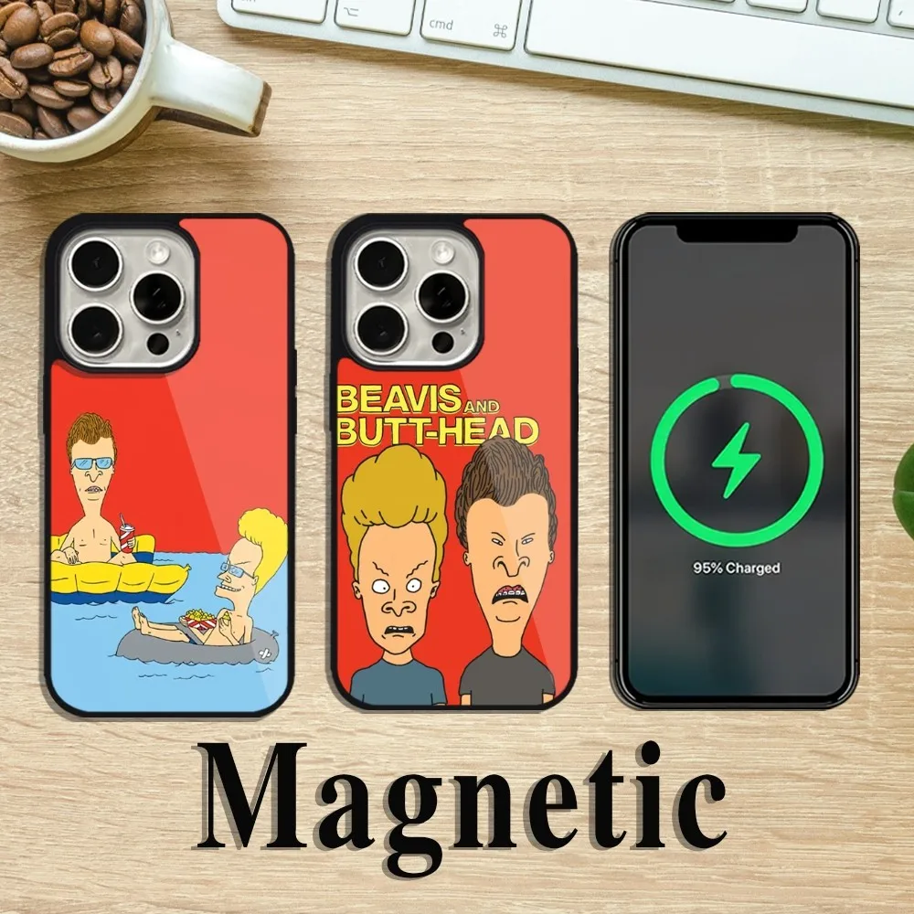 Cartoon B-Beavis And Butt-Head Phone Case For iPhone 11 12 13 14 15 Pro Max Plus Magsafe Magnetic Wireless Charging