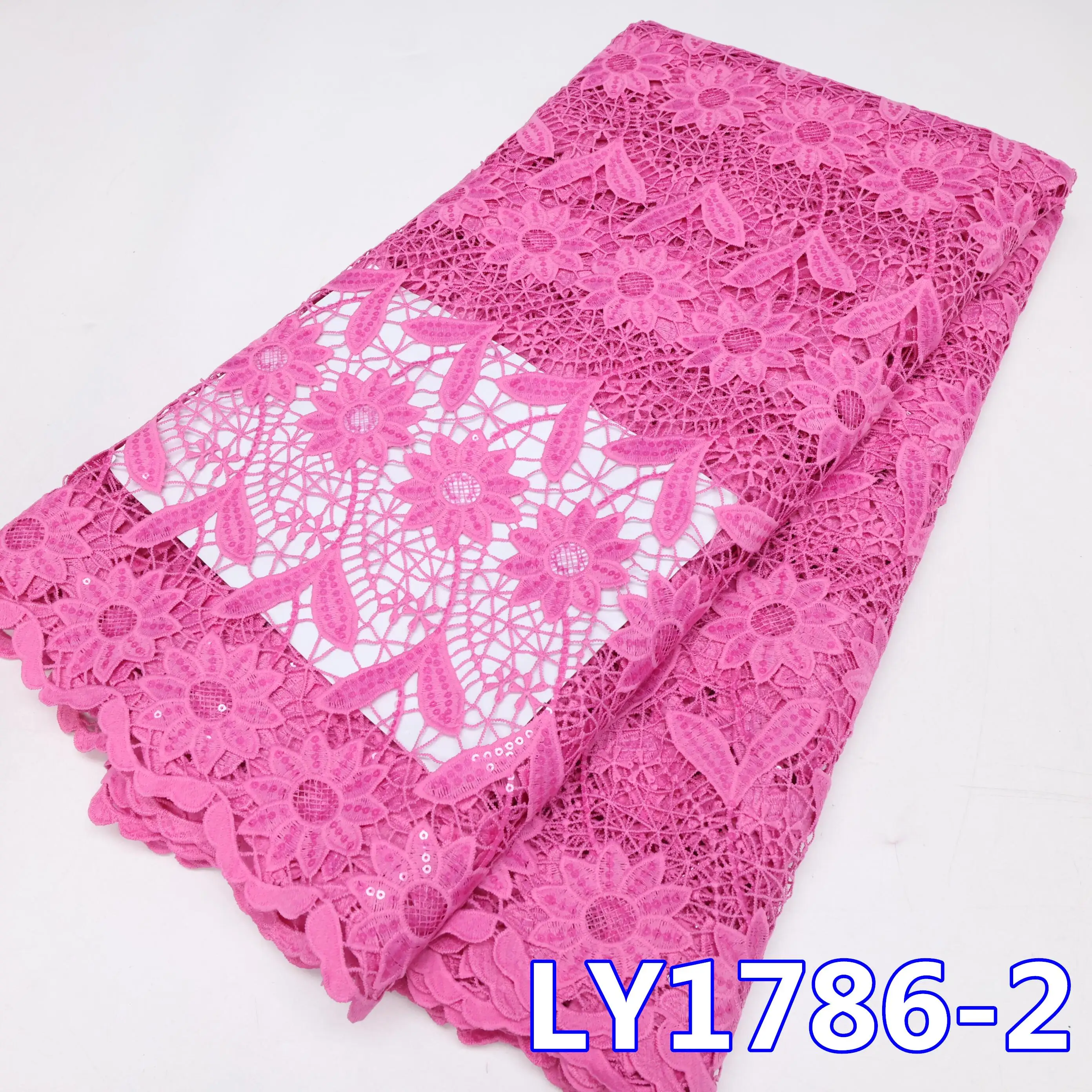 Nigerian Guipure Cord Lace Fabric Milk Silk Lace Fabric African Lace Fabric 2024 High Quality New Dress for Women Wedding Party