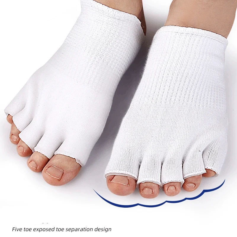 1Pair Gel Five Toes Separator Sock Half Insoles Pads Cushion Forefoot Support Invisable Shallow Anti-slip Socks Foot Pain Relief