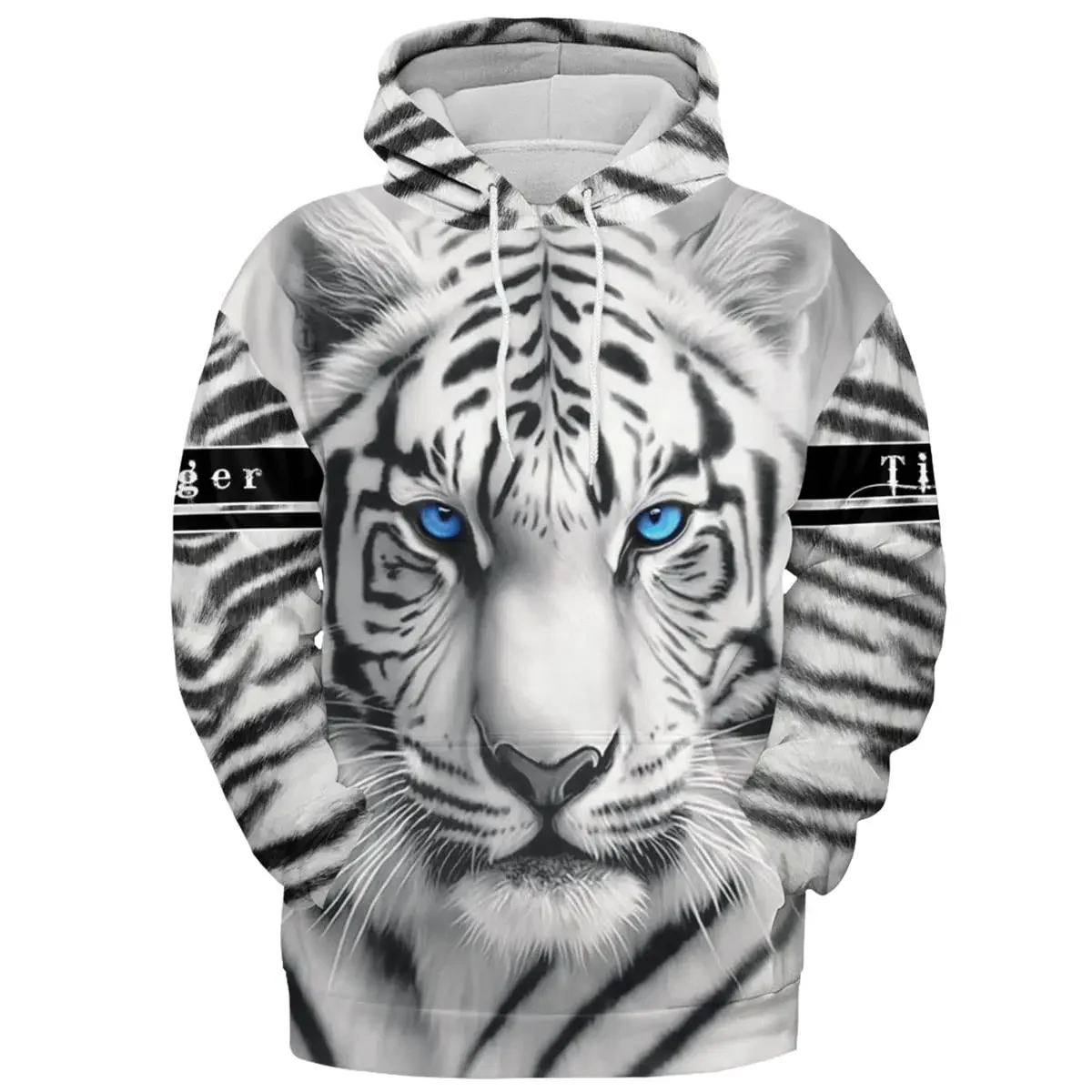 

Men'S White Tiger Novelty Hoodie 3D Realistic Print Pattern Fashion Sweatshirt Autumn Women'S Fashion Casual Oversized Pullover