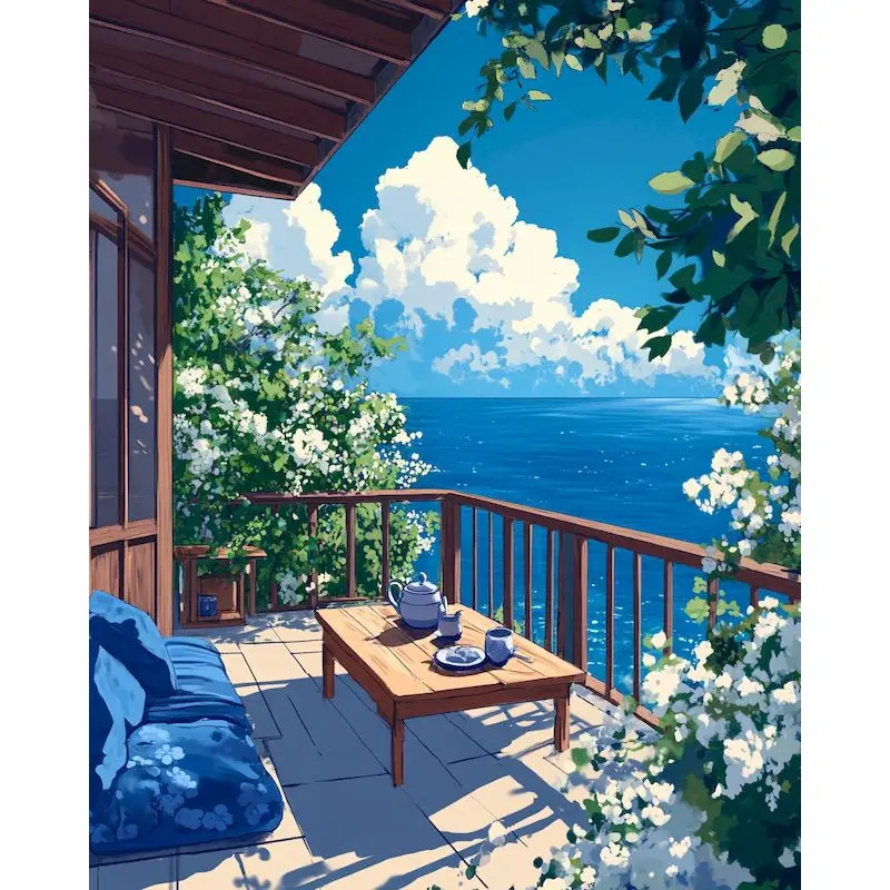 Diamond Painting DIY Bild Malen Nach Zahlen Meereslandschaft Acrylfarben Auf Diamanten Zum Färben Für Heimdekoration
