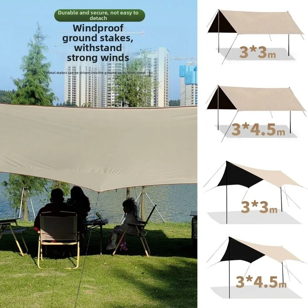 3x3/3x4.5m Camping Tarp Shade with Pole Large Camping Tent Octagon Butterfly Sunscreen Rainproof Waterproof Beach Tourist Canopy