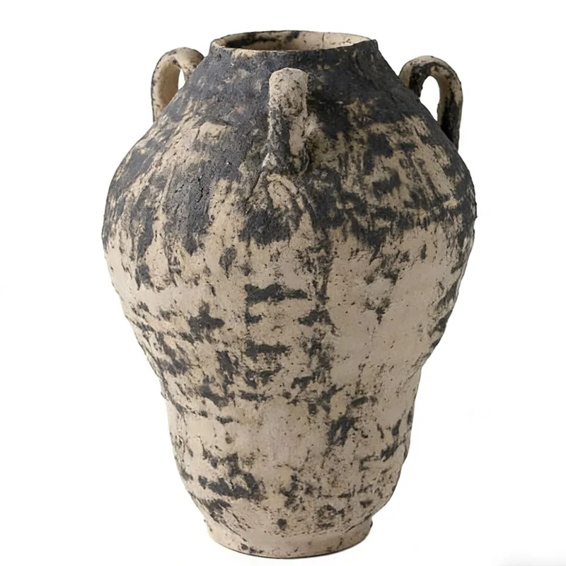 Wabi Sand medieval style living room coarse pottery pot flower ware homestay model room decorative ornaments advanced