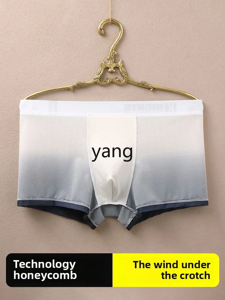LMM men's ice silk boxers men's summer low waist gradual change color mesh breathable boys boxers