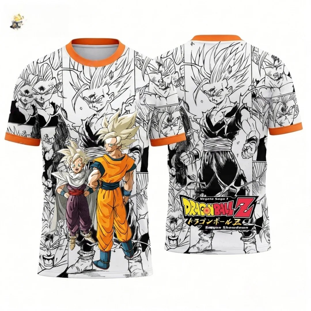 

Summer 2026 Dragon Ball Goku & Gohan "Father and Son Together" Comic Themed 3D Printed Breathable T-shirt for Adults and Parents