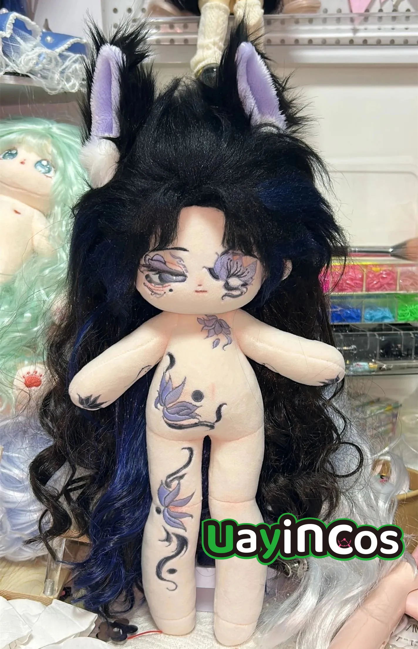 

Anime yao ming Princess Fairy Girl Black Wig Hair Stuffed 35cm Long legs Plushies Plush Cotton Doll Body Toy For Kids Gifts