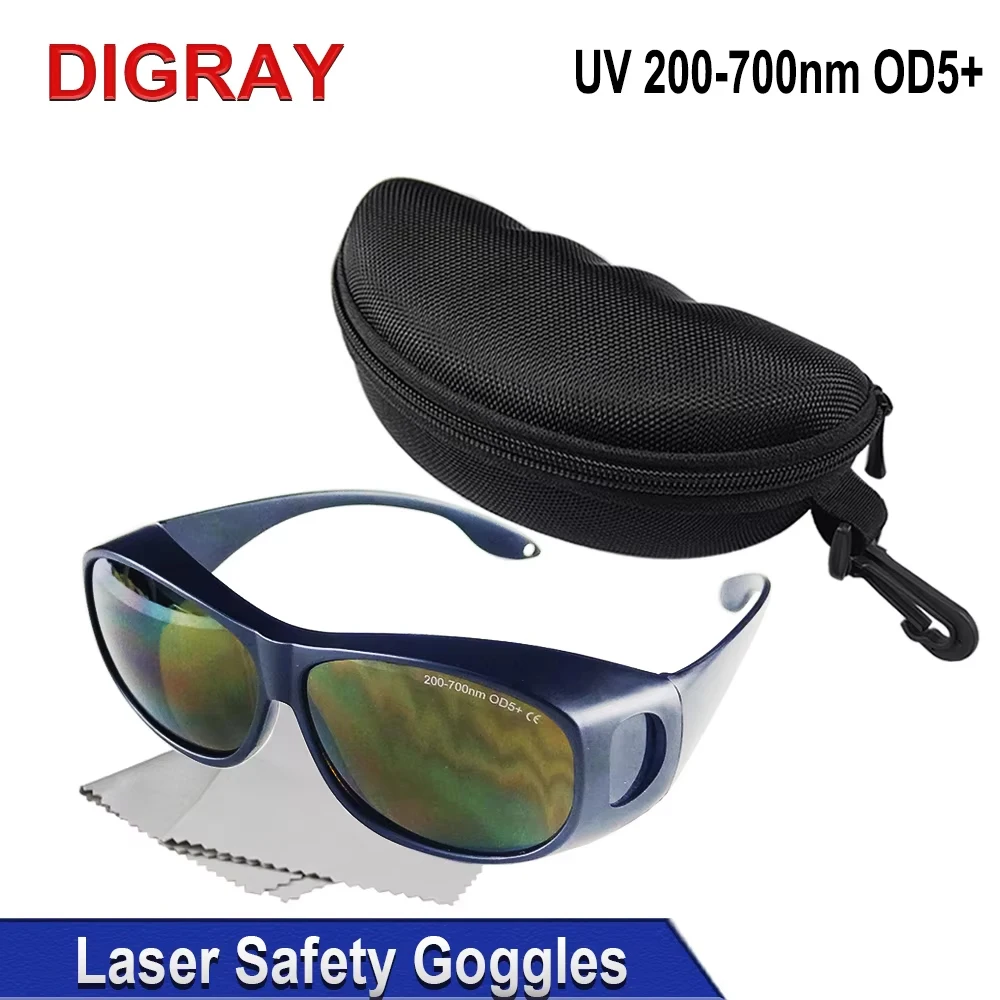DIGRAY OD5+ Professional Laser Safety Goggles for 355nm 450nm 520nm 532nm 650nm UV Green,Blue, Red Laser Eye Protective Goggles