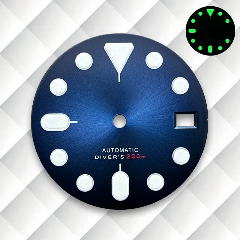 28.5mm S Logo SKX007 Dial Fit NH36/4R36 Movement Green Luminous Latest styles multicolour Dial Watch Modification Accessories