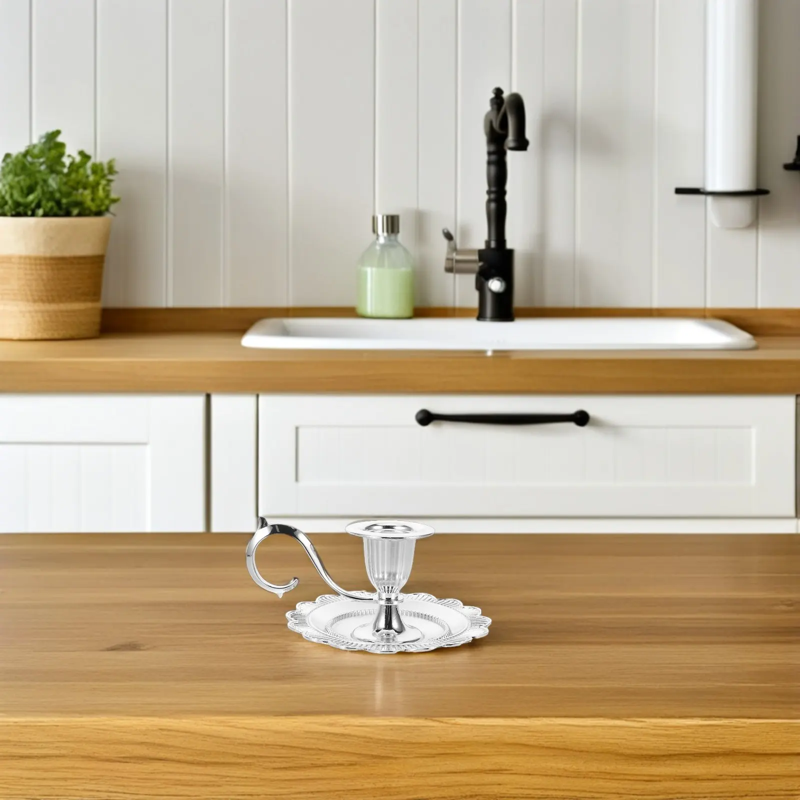 Vintage Metal Tray Retro Floral Plate Shabbat Candlesticks Farmhouse Rustic Table Centerpiece Wedding Holiday Decor