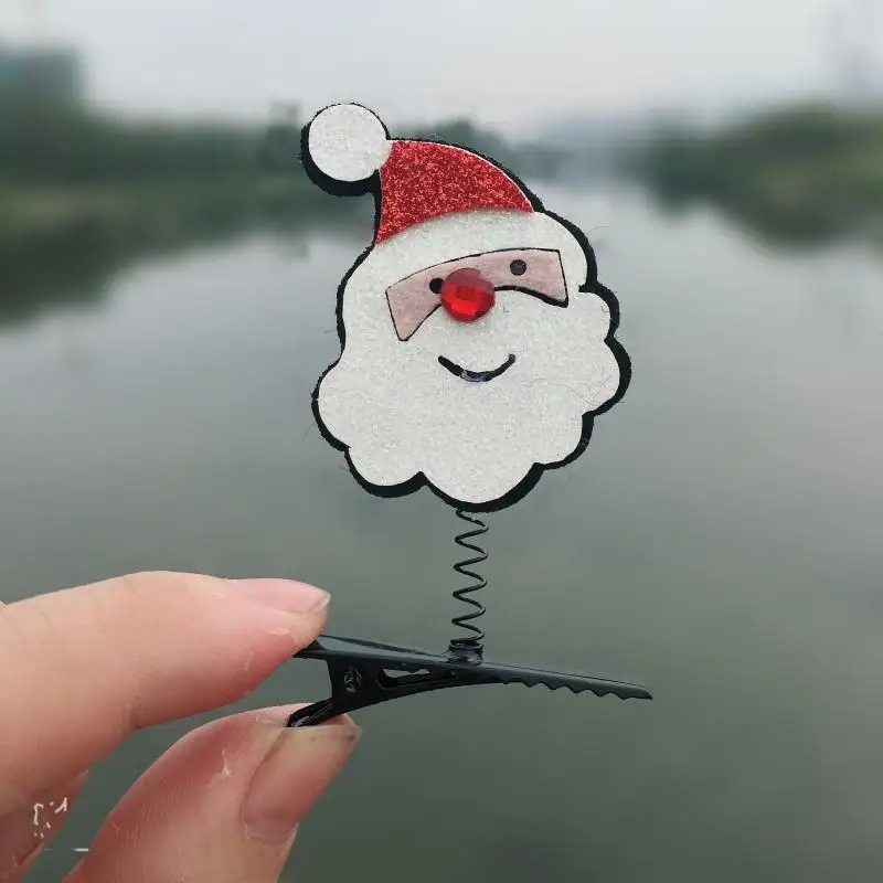 1pc dos desenhos animados natal grampos de cabelo meninas festa de natal presilhas de cabelo papai noel grampo de cabelo crianças meninas acessórios para o cabelo