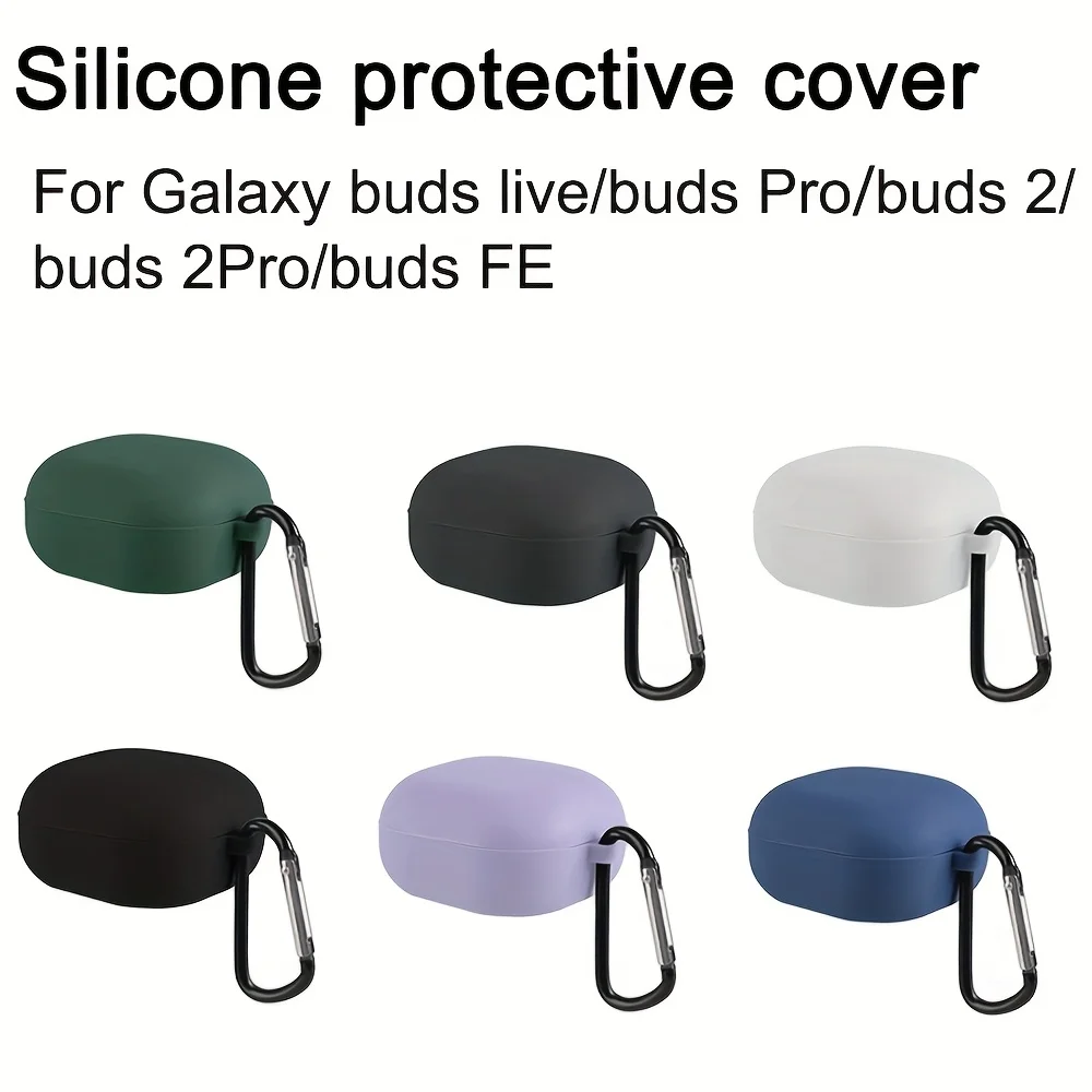 Silikon Kopfhörer Abdeckung Für Samsung Galaxy Buds Live Pro Buds 2 Pro FE Buzz Pro Fall Mit Haken Soft Shell TPU Kopfhörer coque