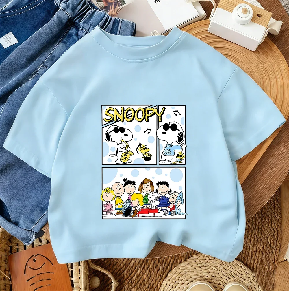 New Design Kids Tee Cute Cartoon Print Summer Casual Crew Neck Street Wear Snoopy Boys Girls 3 14