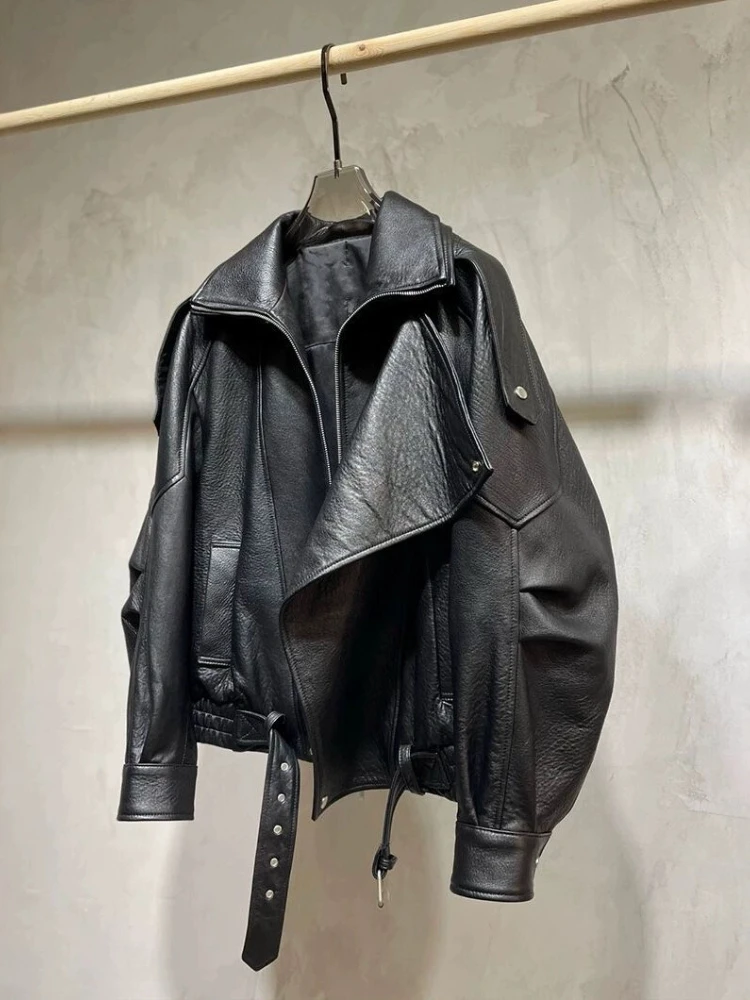 

Женская одежда, осень/зима, новое свободное повседневное пальто, мотоциклетная куртка из искусственной кожи, женские топы, корейская модная черная кожаная куртка