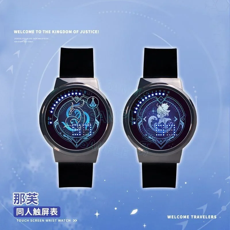 Genshin Impact Focalors Furina LED Digital Touch Screen Luminous Watch Waterproof Simple Silicone Women Anime Electronic Watch