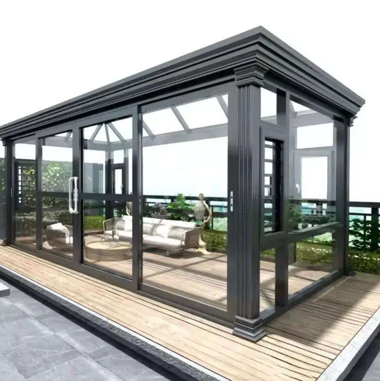 Aluminium-Gewächshaus, 4-Jahreszeiten-Solararium, gehärtetes Glas, Haus im Freien, freistehend