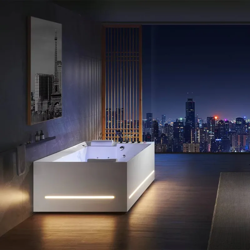 Bathroom Indoor Spa Whirlpools Square Acrylic Hot Tub Adult Massage Jet Soaking air Villa Bathtubs