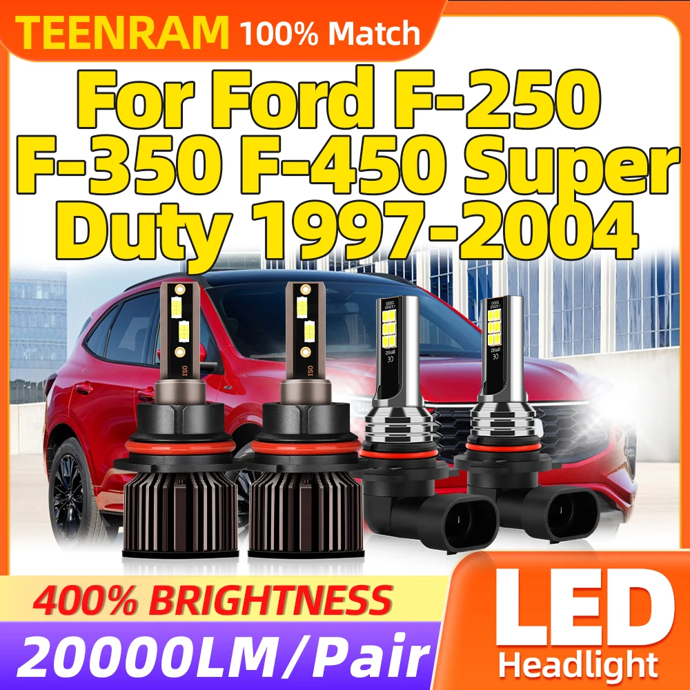 40000LM Canbus LED Headlight 240W Turbo Lamps 6000K Car Fog Lights 12V For Ford F-250 F-350 F-450 Super Duty 1997-2002 2003 2004