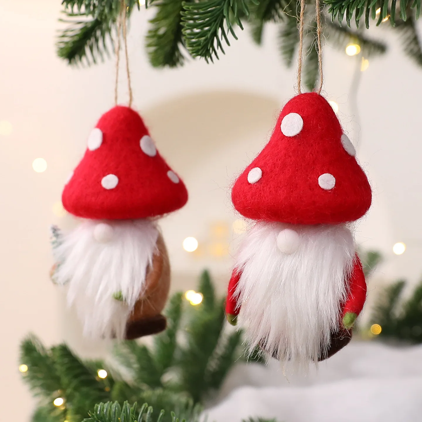 

Mini Christmas Decorative Pendant Wool Felt Mushroom Christmas Tree Pendant Faceless Pygmy Claus Christmas Ornament Party Decor