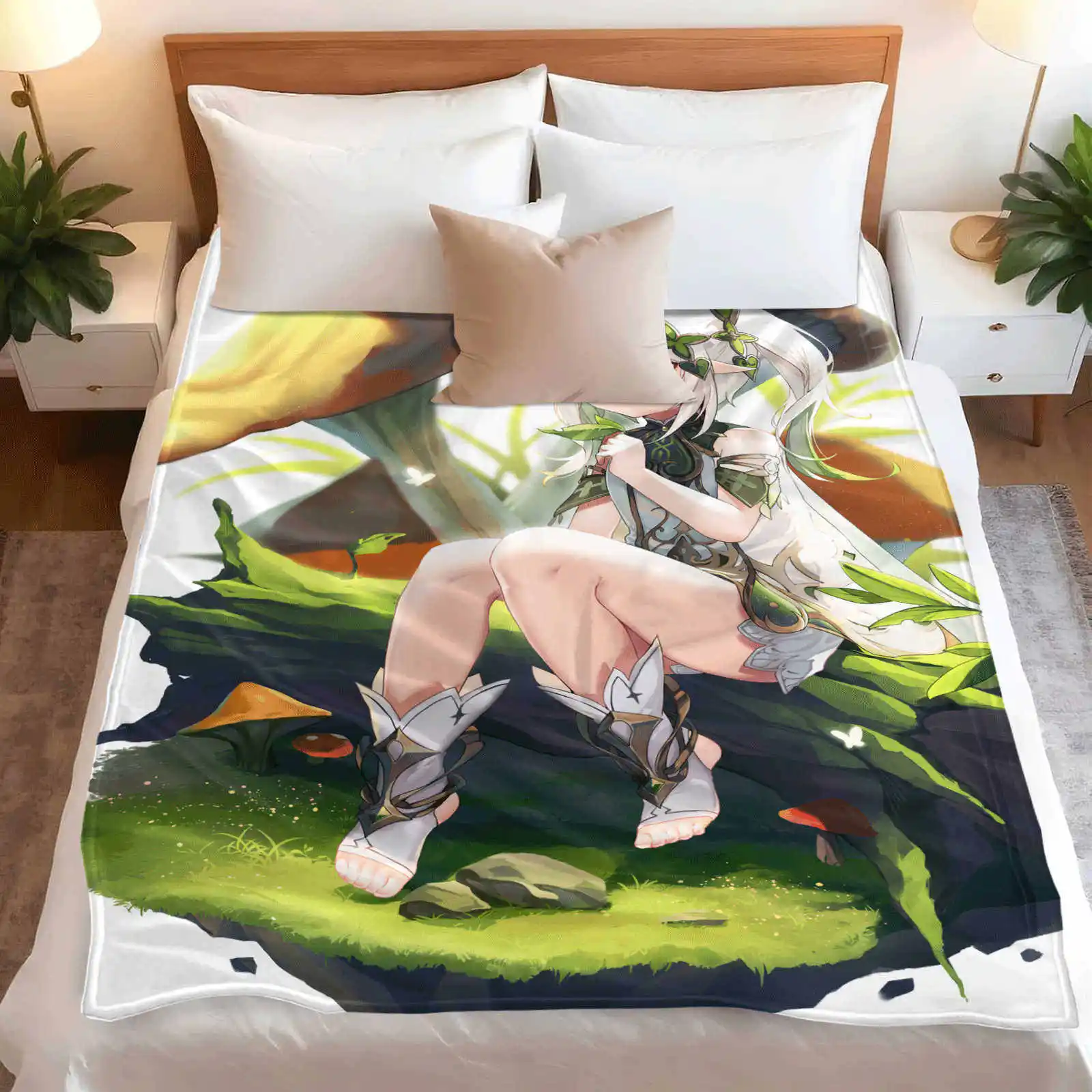 Genshin Impact   Nahida  Flannel Blanket Soft All-Season Throw for Home Camping Travel  Perfect Holiday Gift