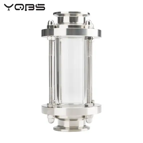 Imagen 2 del producto Dioptrías de cristal de flujo sanitario YQBS, ajuste de 1,5 "", triple abrazadera, tubo de 38mm OD SUS 304, acero inoxidable para producto de diario casero