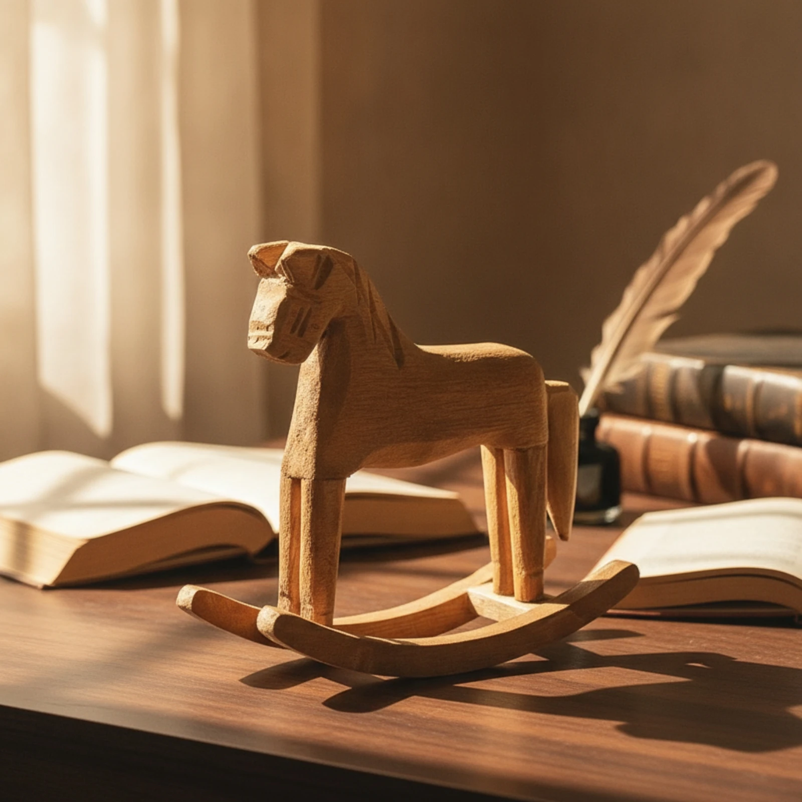 Wooden Rocking Horse Hand-Carved Rocking Horse Figurine Caballo Mecedor Tabletop Figura De Caballo Mecedor Rustic for Decorators
