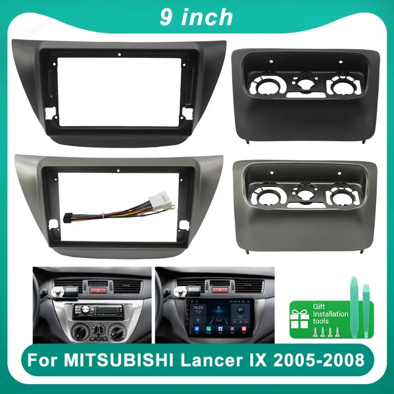 9 Inch Car Radio Fascia Frame Dashboard Panel Bezel Kit For Mitsubishi Lancer IX 2005-2008 Stereo Installation
