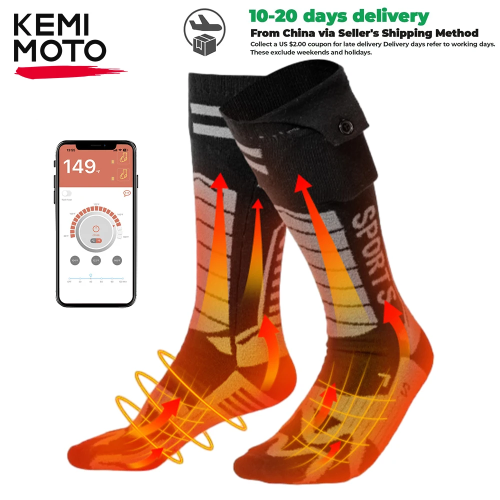 

Motorcycle Heated Socks APP Contorl Battery Thicken Cotton Winter Warmer Electric heating for Ski Hunt Moto ATV UTV Equipments